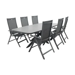 Hartman Napoli/Soreno deens ovale verstelbare tuinset 240x110 cm. - Licht grijs Outlet