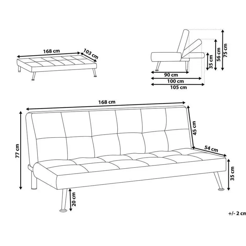 Beliani HASLE - Slaapbank 3-zits - Lichtbeige - Polyester Sale