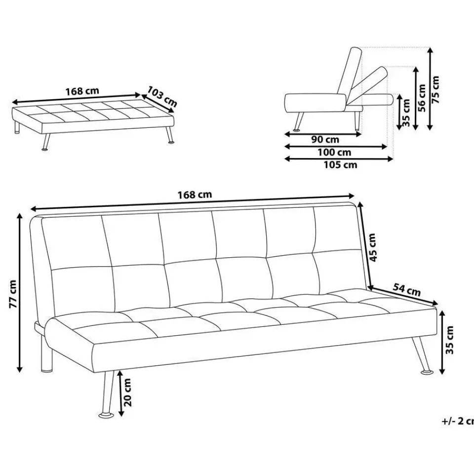 Beliani HASLE - Slaapbank 3-zits - Lichtbeige - Polyester Sale