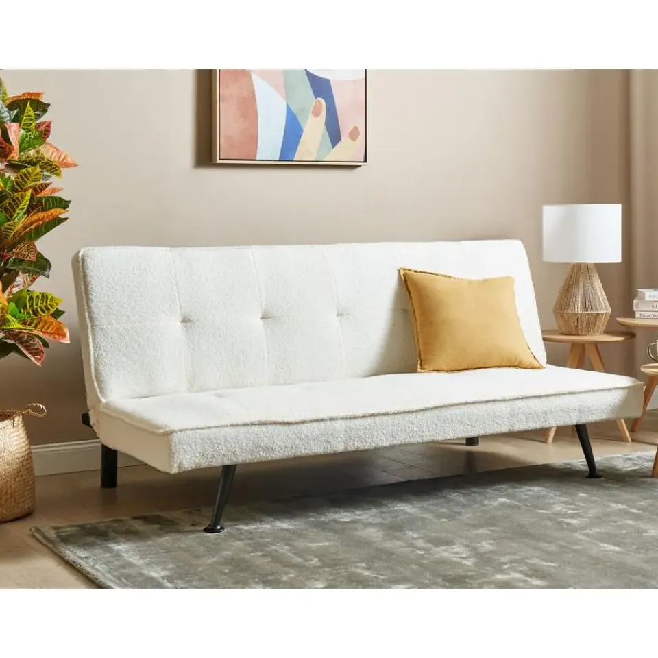 Beliani HASLE - Slaapbank 3-zits - Wit - Bouclé Sale