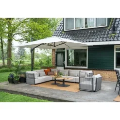 Garden Impressions Hawaii Big Pole telescoop parasol - 350x350cm -carbon black-royal zand Discount
