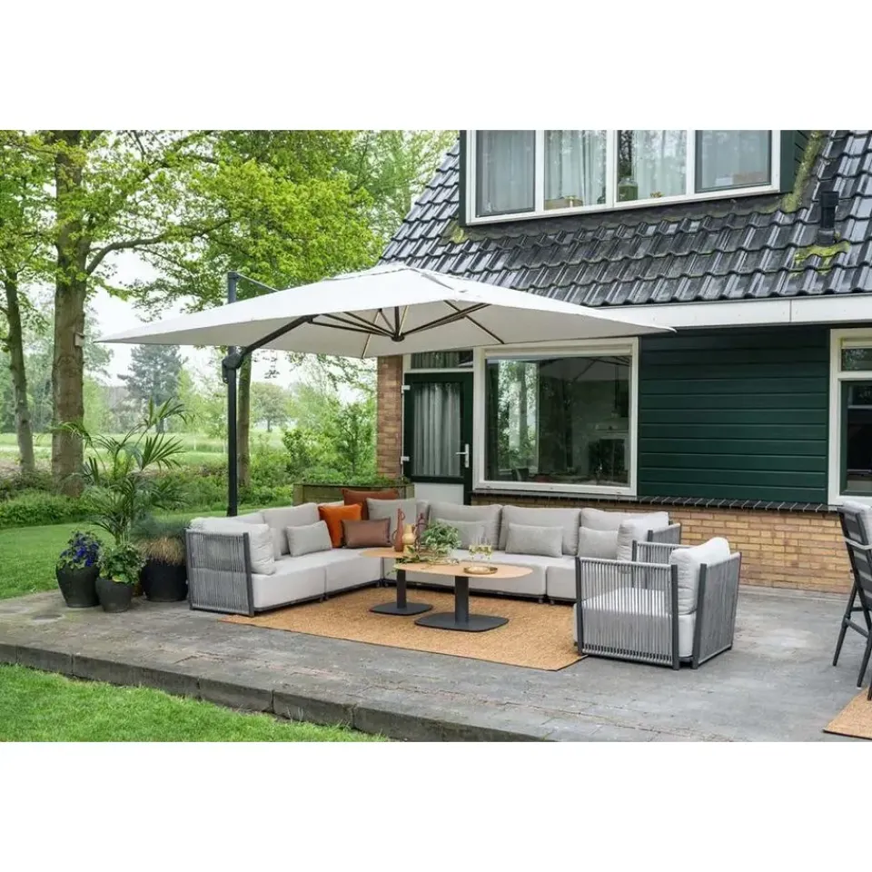 Garden Impressions Hawaii Big Pole telescoop parasol - 350x350cm -carbon black-royal zand Discount