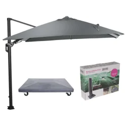 Garden Impressions Hawaii Lumen parasol - donkergrijs doek - incl. 90 kg voet en hoes Sale
