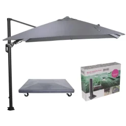 Garden Impressions Hawaii Lumen parasol - lichtgrijs doek - incl. 90 kg voet en hoes New