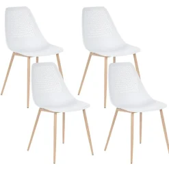 Leen Bakker HAZELTON - Set van 4 stoelen - Wit - Synthetisch materiaal Clearance
