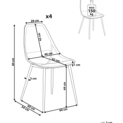 Leen Bakker HAZELTON - Set van 4 stoelen - Wit - Synthetisch materiaal Clearance