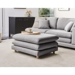 Leen Bakker HEDEN - Ottomaan - Grijs - Polyester Clearance