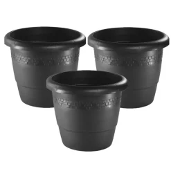 Hega Hogar Bloempot - antraciet - kunststof - sierrand - 60 cm