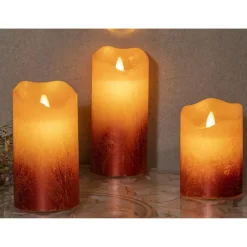 HI LED kaarsen - set van 3x st - roze - half metallic -met timer Best