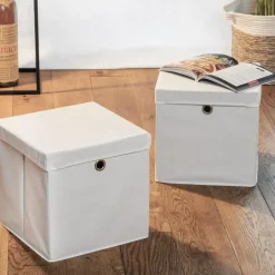 HI Opbergmand - grijs - 30 x 30 cm - kunststof - met deksel Best