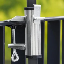 HI Parasolhouder voor op het balkon - zilver - metaal New
