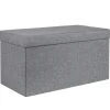 HI poef/hocker/opbergbox - grijs - mdf - 76 x 38 cm Outlet