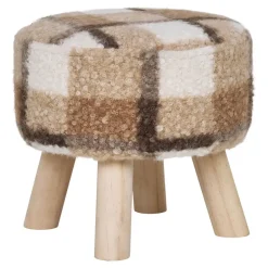 Hioshop Aberdeen Poef Ø31cm bruin Clearance