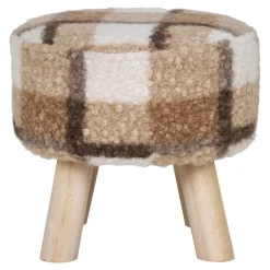 Hioshop Aberdeen Poef Ø31cm bruin Clearance