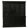 Hioshop Amaretta vitrinekast 4 deuren- zwart antiek gepatineerd Breedte 186 Outlet