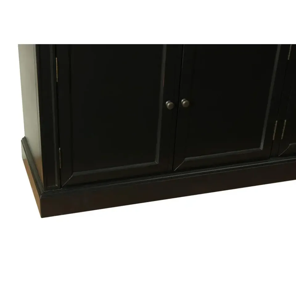 Hioshop Amaretta vitrinekast 4 deuren- zwart antiek gepatineerd Breedte 186 Outlet