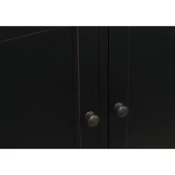 Hioshop Amaretta vitrinekast 4 deuren- zwart antiek gepatineerd Breedte 186 Outlet