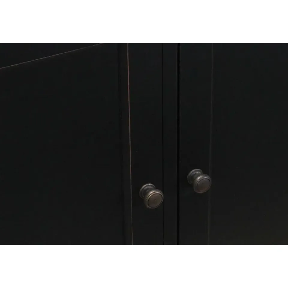 Hioshop Amaretta vitrinekast 4 deuren- zwart antiek gepatineerd Breedte 186 Outlet