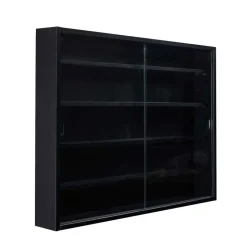 Hioshop Blacklava vitrinekast vitrinekast- 2 schuifdeuren zwart Sale