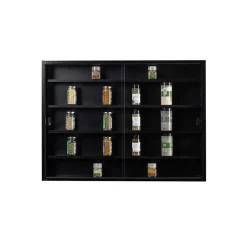 Hioshop Blacklava vitrinekast vitrinekast- 2 schuifdeuren zwart Sale