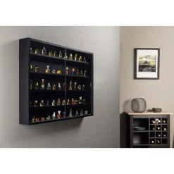 Hioshop Blacklava vitrinekast vitrinekast- 2 schuifdeuren zwart Sale