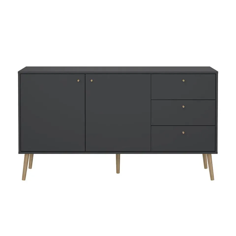 Hioshop Bodo dressoir 2 deuren- 3 lades matgrijs Discount