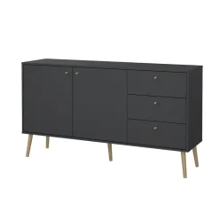 Hioshop Bodo dressoir 2 deuren- 3 lades matgrijs Discount