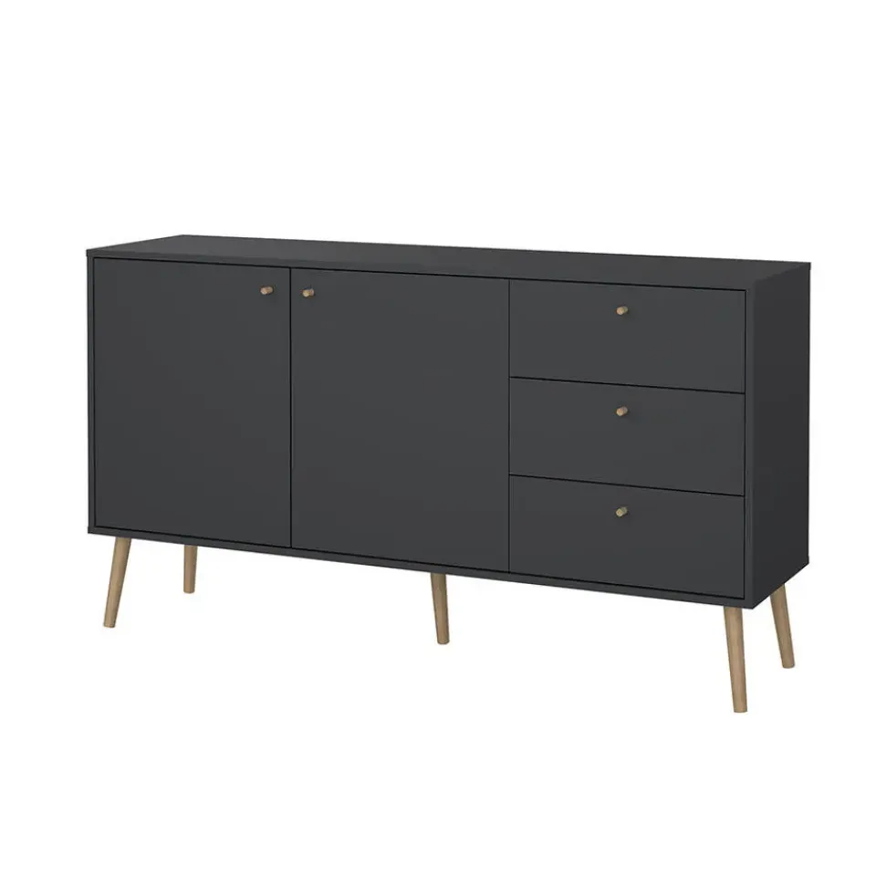 Hioshop Bodo dressoir 2 deuren- 3 lades matgrijs Discount
