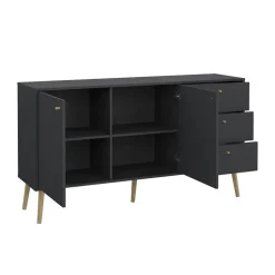 Hioshop Bodo dressoir 2 deuren- 3 lades matgrijs Discount