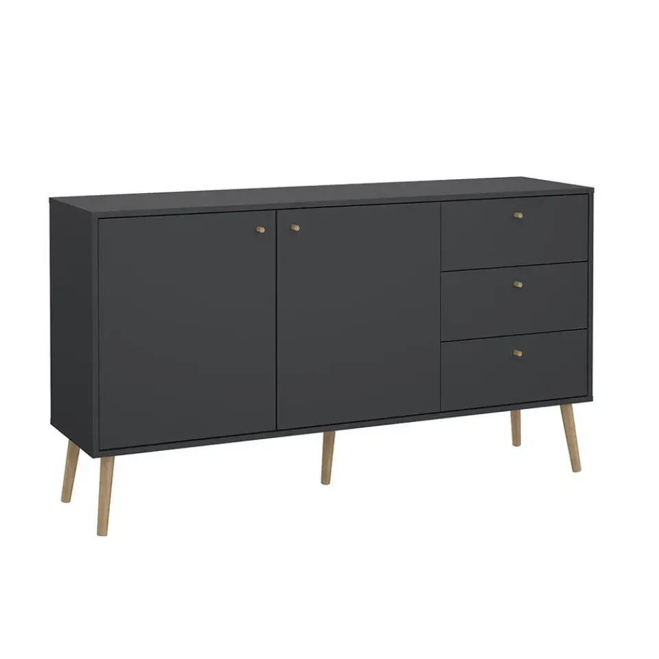 Hioshop Bodo dressoir 2 deuren- 3 lades matgrijs Discount