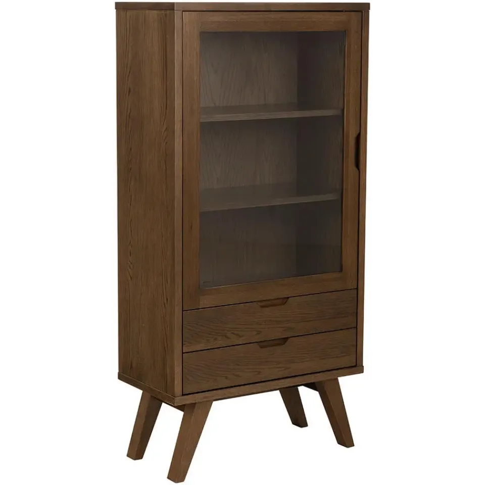 Hioshop Bristol vitrinekast 1 deur 2 lades 2 planken grijs Best