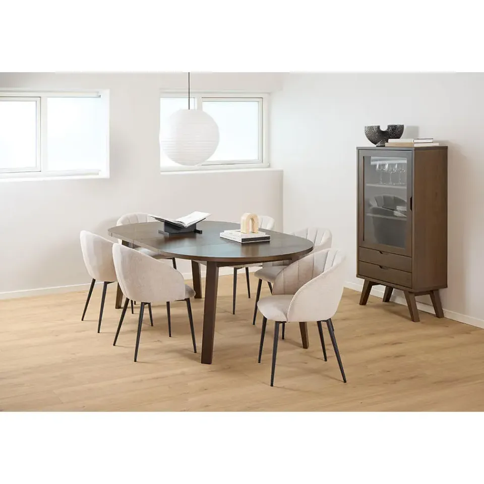 Hioshop Bristol vitrinekast 1 deur 2 lades 2 planken grijs Best