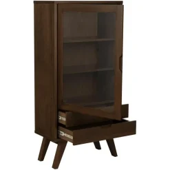 Hioshop Bristol vitrinekast 1 deur 2 lades 2 planken grijs Best