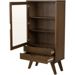 Hioshop Bristol vitrinekast 1 deur 2 lades 2 planken grijs Best