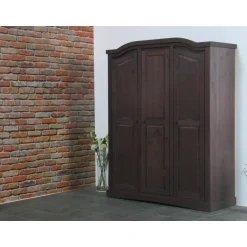 Hioshop Bruine 3-deurs kledingkast Rico Outlet