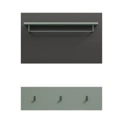 Merkloos Hioshop Canu kapstok 3 haken stofgroen- donkergrijs