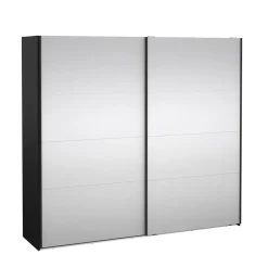 Hioshop Catania schuifdeurkast 2 deuren met spiegel 245x220cm mat zwart Best