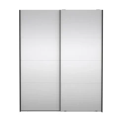 Hioshop Catania schuifdeurkast 2 deuren met spiegel 180x220cm mat zwart Clearance