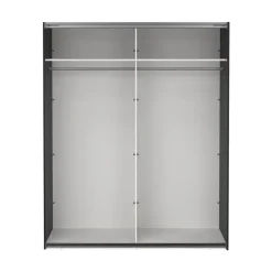 Hioshop Catania schuifdeurkast 2 deuren met spiegel 180x220cm mat zwart Clearance