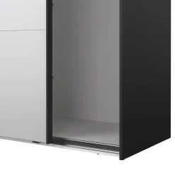 Hioshop Catania schuifdeurkast 2 deuren met spiegel 180x220cm mat zwart Clearance