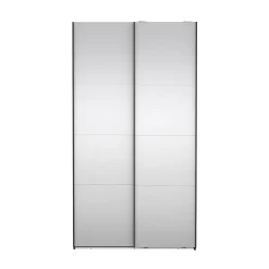 Hioshop Catania schuifdeurkast 2 deuren met spiegel 120x220cm mat zwart Clearance