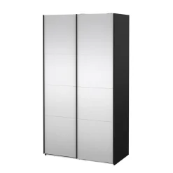 Hioshop Catania schuifdeurkast 2 deuren met spiegel 120x220cm mat zwart Clearance