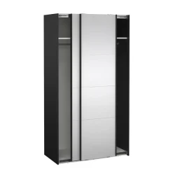 Hioshop Catania schuifdeurkast 2 deuren met spiegel 120x220cm mat zwart Clearance