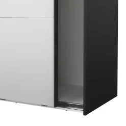 Hioshop Catania schuifdeurkast 2 deuren met spiegel 120x220cm mat zwart Clearance