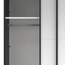 Hioshop Catania schuifdeurkast 2 deuren met spiegel 120x220cm mat zwart Clearance