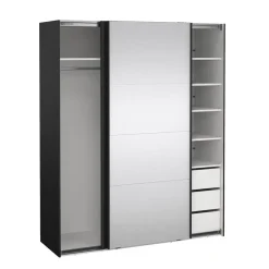 Hioshop Catania schuifdeurkast 2 deuren 180x220cm mat zwart Sale