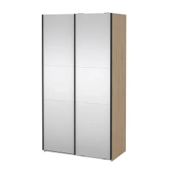 Hioshop Como schuifdeurkast 2 deuren met spiegel 120x220cm eikdecor Discount