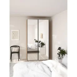 Hioshop Como schuifdeurkast 2 deuren met spiegel 120x220cm eikdecor Discount