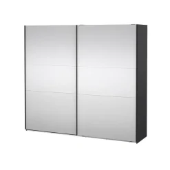 Hioshop Como schuifdeurkast 2 deuren met spiegel 245x220cm mat grijs Clearance