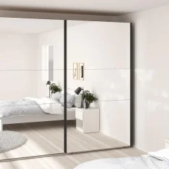 Hioshop Como schuifdeurkast 2 deuren met spiegel 245x220cm mat grijs Clearance